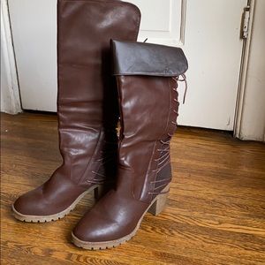 Brown knee-high boots